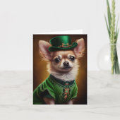 Chihuahua Dog in St. Patrick's Day Dress Kaart (Voorkant)