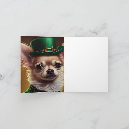 Chihuahua Dog in St. Patrick's Day Dress Kaart (Binnen)