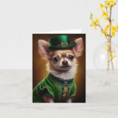 Chihuahua Dog in St. Patrick's Day Dress Kaart (Gele Bloem)