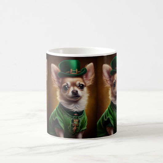 Chihuahua Dog in St. Patrick's Day Dress Koffiemok (Center)
