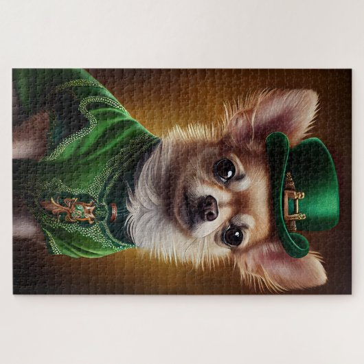 Chihuahua Dog in St. Patrick's Day Dress Legpuzzel (Horizontaal)