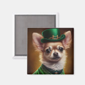 Chihuahua Dog in St. Patrick's Day Dress Magneet (Voorkant / Achterkant)