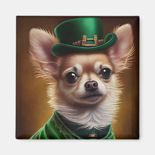 Chihuahua Dog in St. Patrick's Day Dress Magneet