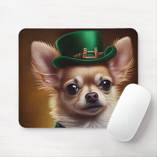 Chihuahua Dog in St. Patrick's Day Dress Muismat (Met muis)