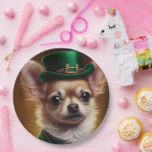 Chihuahua Dog in St. Patrick's Day Dress Papieren Bordje (Feest)