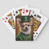 Chihuahua Dog in St. Patrick's Day Dress Pokerkaarten (Achterkant)