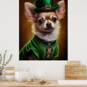 Chihuahua Dog in St. Patrick's Day Dress Poster (Keuken)