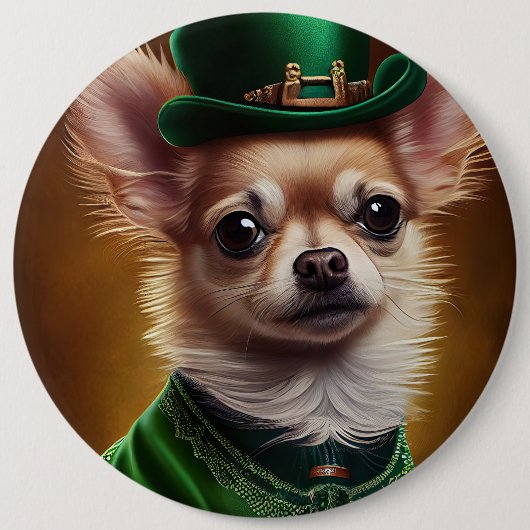 Chihuahua Dog in St. Patrick's Day Dress Ronde Button 6,0 Cm (Voorkant)
