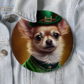 Chihuahua Dog in St. Patrick's Day Dress Ronde Button 6,0 Cm (In situ)