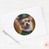 Chihuahua Dog in St. Patrick's Day Dress Ronde Sticker (Envelop)