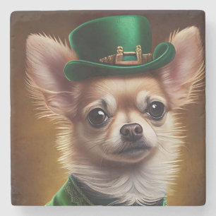 Chihuahua Dog in St. Patrick's Day Dress Stenen Onderzetter
