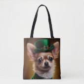 Chihuahua Dog in St. Patrick's Day Dress Tote Bag (Voorkant)