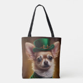 Chihuahua Dog in St. Patrick's Day Dress Tote Bag (Achterkant)