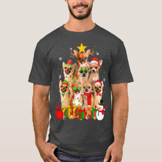 Chihuahua Dog kerstboom verlicht Funny Xmas Paj T-shirt