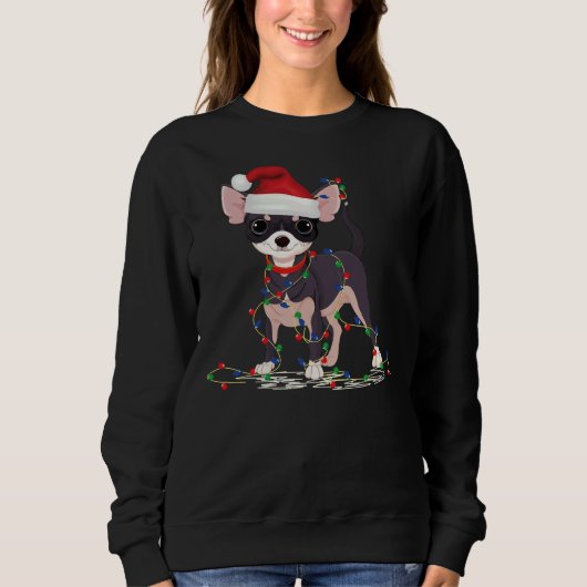 Chihuahua Dog Kerstlicht Decor Xmas Pajamas Trui (Voorkant)