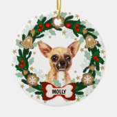 Chihuahua Dog Kerstmis Cute Dog Cookie Wreath Keramisch Ornament (Voorkant)