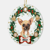 Chihuahua Dog Kerstmis Cute Dog Cookie Wreath Keramisch Ornament (Links)