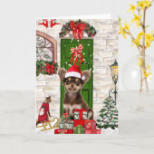 Chihuahua Dog Kerstmis Kaart (Gele Bloem)