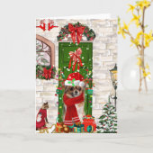 Chihuahua Dog Kerstmis Kaart (Gele Bloem)
