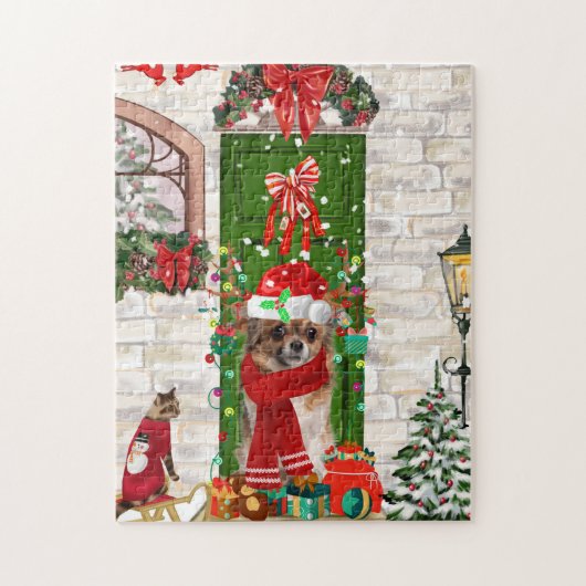 Chihuahua Dog Kerstmis Legpuzzel (Verticaal)