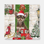 Chihuahua Dog Kerstmis Magneet (Voorkant)
