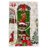 Chihuahua Dog Kerstmis Medium Cadeauzakje (Voorkant)