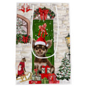Chihuahua Dog Kerstmis Medium Cadeauzakje (Achterkant)