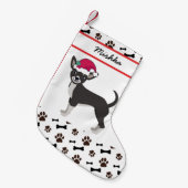 Chihuahua Dog Kerstmis met aangepaste naam van de  Kleine Kerstsok (Voorkant (Hangend))