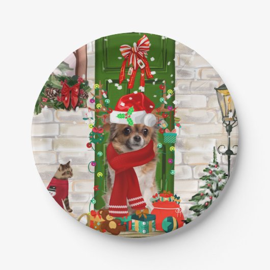 Chihuahua Dog Kerstmis Papieren Bordje (Voorkant)