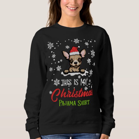 Chihuahua Dog Kerstpyjama Santa Trui (Voorkant)