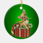 Chihuahua Dog kerstversier Keramisch Ornament (Voorkant)