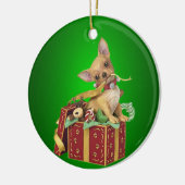 Chihuahua Dog kerstversier Keramisch Ornament (Links)