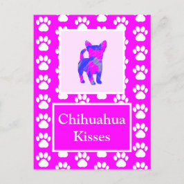 Chihuahua Dog Kisses Silhouette in Cute P&B Briefkaart