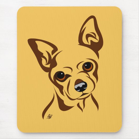 Chihuahua Dog Line Portrait Muismat (Voorkant)