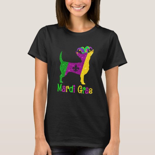 Chihuahua Dog Lover Mardi Gras Carnival Jester Pre T-shirt (Voorkant)