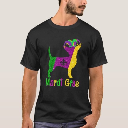 Chihuahua Dog Lover Mardi Gras Carnival Jester Pre T-shirt (Voorkant)