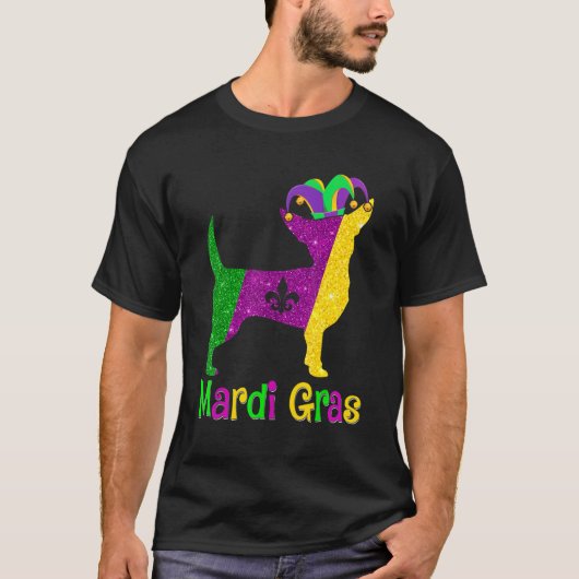 Chihuahua Dog Lover Mardi Gras Carnival Jester T-shirt (Voorkant)