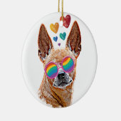 Chihuahua Dog met harten Valentijnsdag Keramisch Ornament (Rechts)