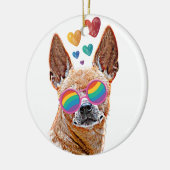 Chihuahua Dog met harten Valentijnsdag Keramisch Ornament (Links)