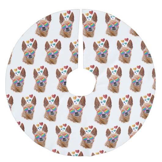 Chihuahua Dog met harten Valentijnsdag Kerstboom Rok (Voorkant)