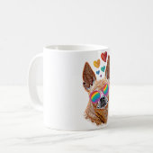 Chihuahua Dog met harten Valentijnsdag Koffiemok (Voorkant links)