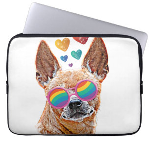 Chihuahua Dog met harten Valentijnsdag Laptop Sleeve