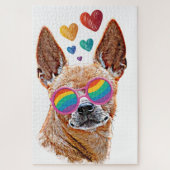 Chihuahua Dog met harten Valentijnsdag Legpuzzel (Verticaal)