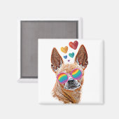 Chihuahua Dog met harten Valentijnsdag Magneet (Voorkant / Achterkant)