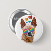 Chihuahua Dog met harten Valentijnsdag Ronde Button 5,7 Cm (Voorkant /achterkant)