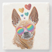 Chihuahua Dog met harten Valentijnsdag Stenen Onderzetter (Voorkant)