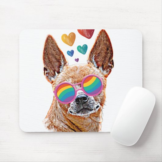 Chihuahua Dog met harten Valentijnsdag Throw Pi Muismat (Met muis)