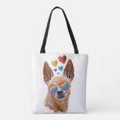 Chihuahua Dog met harten Valentijnsdag Tote Bag (Achterkant)