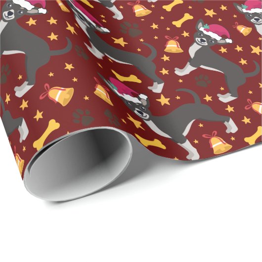 Chihuahua Dog met kerstmankreet Pa Cadeaupapier (Rol Hoek)