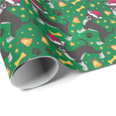 Chihuahua Dog met Kerstmis in Santa Hat Cadeaupapier (Rol Hoek)